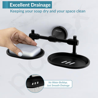 Plantex 304 Grade Stainless Steel Dual Soap Dish for Bathroom/Soap Stand/Wall Mounted Soap Holder for Bathroom Accessories Niko (Black)