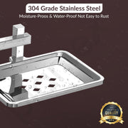 Plantex 304 Grade Stainless Steel Dual Soap Holder for Bathroom/Wall Mounted Soap Holder/Double Soap Dish/Bathroom Accessories - Squaro (Chrome)