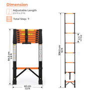 Plantex 3.1m (10.17 ft.) Telescopic Ladder/Carbon Steel 8-Steps Portable & Compact Ladder/Foldable Multipurpose Collapsible Ladder for Home & Outdoor Use - (Orange)