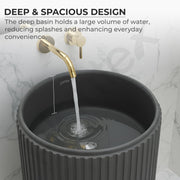 Plantex Acrylic Resin & Quartz Pedestal Basin for Bathroom/One Piece Pedestal Free Standing Round Wash Basin for living Room/Hotel (Grey)