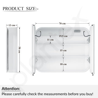 Plantex Steel LED Bathroom Mirror Cabinet/Bathroom Box/Double Door Round Corner Mirror with Storage (28x23 Inch-White)