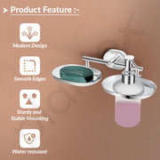Plantex J4 Stainless Steel Soap Dish with Liquid Dispenser/Soap Stand for Bathroom Wall Mount/Shampoo Dispenser/Bathroom Accessories (Chrome Finish) Onix