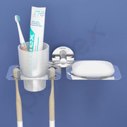 Plantex Brass Soap and Brush Holder/Soap Dish/Tumbler Holder/Bathroom Accessories (chrome-silver)