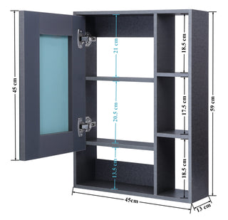 Plantex Bathroom Mirror Cabinet - HDHMR Wood Retro Bathroom Organizer Cabinet Bathroom Accessories (Linen Grey/18 x 24 Inches)