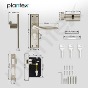 Plantex Door Lock Handle Set/6-Lever Lock Mechanism with 3 Years of Warranty by plantex/Mortise Lock with 3 Keys,Lock Body & Cylinder (PTP-01, Satin)