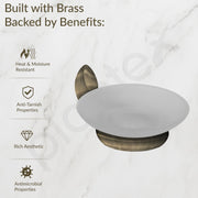Plantex Smero Pure Brass Glass Soap Holder for Bathroom & Kitchen/Soap Stand/Case/Dish/Bathroom Accessories - Contrive (Rich Antique)