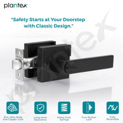 Plantex Brass New Age Bathroom Door Locks/Key-Less Door Lock Set For Bedroom/Balcony/Office/Storeroom - Reversible Design (Black Finish, 30Mm To 50Mm Door Range)