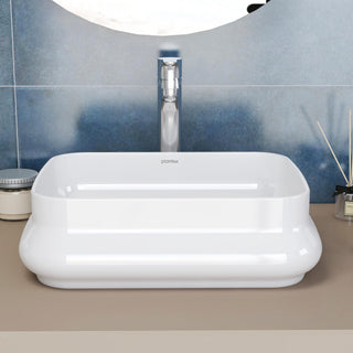 Plantex Platinum Ceramic Wash Basin/Washbasin for Bathroom/Tabletop Wash Basin with 10 Years Glaze Warranty by Plantex/ (Glossy White - 18 x 14 x 5 Inch)