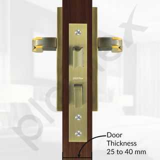 Plantex Heavy-Duty Door Lock Set - Main Door Lock Handle Set/Mortise Lock with 3 Keys, Brass Lockbody & Cylinder (8064 - Brass Antique & PVD Gold)