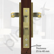 Plantex Heavy-Duty Door Lock Set - Main Door Lock Handle Set/Mortise Lock with 3 Keys, Brass Lockbody & Cylinder (8064 - Brass Antique & PVD Gold)