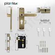 Plantex Heavy-Duty Door Lock/Door Handle Set with 3 Years of Warranty/Mortise Lock with 3 Keys, Brass Lockbody & Cylinder (8136 - Brass Antique)