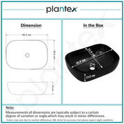 Plantex Ceramic Wash Basin for Bathroom/Hand Wash sink/Black Countertop Basin/Tabletop Washbasin For Living Room/Hotel(18x12.5x5.5 Inch - Black- Marble Finish)