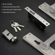 Plantex Stainless Steel Door Lock Handle Set/6-Lever Lock Mechanism with 3 Years of Warranty/Mortise Lock with 3 Keys, Brass Lock Body & Cylinder - (DTM-661, Matt)