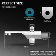 Plantex Pure Brass Spout for Bathroom with Brass Wall Flange and Teflon Tape/Button Attachment for Hand Shower-(ORN-222-Chrome)