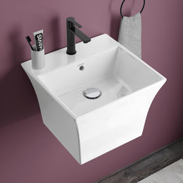 Plantex Ceramic Washbasin with 10 Years Glaze Warranty by Plantex/Half Pedestal Wash Basin for Bathroom/Wall Hung Basin for Home/Office/Hotels (Proton - White, 16 x15 x11 Inch)