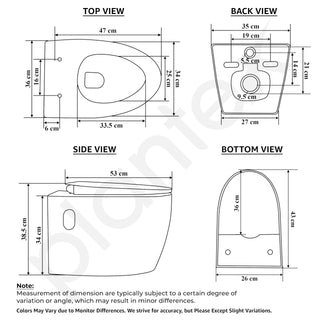 Plantex Platinum Ceramic Wall Hanging Western Toilet/Rim Washdown Commode for Toliet/Commode With Soft Close Toilet Seat - P Trap Outlet (White)