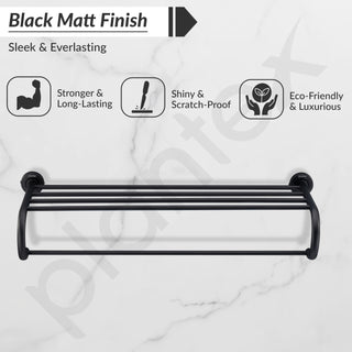 Plantex 304 Grade Stainless Steel 24 inch Towel Rack for Bathroom/Towel Stand/Hanger/Bathroom Accessories - Daizy (Black)