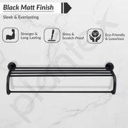 Plantex 304 Grade Stainless Steel 24 inch Towel Rack for Bathroom/Towel Stand/Hanger/Bathroom Accessories - Daizy (Black)