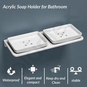 Plantex 5mm Acrylic Double Soap Dish/Soap Holder/Soap Stands for Bathroom & Kitchen/Bathroom Accessories - Wall Mount (White)