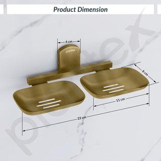 Plantex 304 Grade Stainless Steel Bathroom Soap Holder/Double Soap Dish/Soap Stand/Bathroom Accessories - Parv (Brass Antique)
