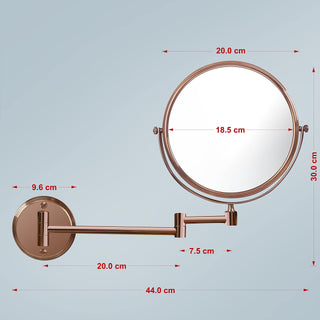 Plantex Round Brass and Stainless Steel Body Two-Sided 360° Swivel/Makeup Mirror/Shaving Mirror for Bathroom/Magnifying Mirror/Vanity Mirror for Bathroom (8 Inches/Rose Gold)