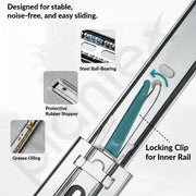 Plantex Drawer Channel/Regular Close Ball Bearing Channel for Drawer/Telescopic Channel for Wooden & Metals Drawers in Kitchen, Wardrobe, (16-Inch,Silver) 1 Pair Set