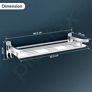 Plantex Elegant Stainless Steel Multipurpose Folding Bathroom Shelf/Towel Rack with Towel Hooks/Bathroom Accessories - Wall Mount (Chrome)
