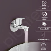 Plantex Water Tap for Bathroom with Water-Saving Tap/Wall Mount Bib Tap with Wall Flange and Teflon Tape/Basin Tap for Home (CRM-1281-Mirror Chrome Finish)