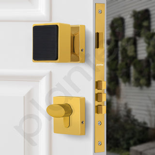 Plantex Heavy Duty Door Lock/Main Door Mortise Lock Handle/Handle Set for Home/Office/Door Accessories - (PT-011, Gold & Black)
