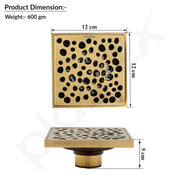 Plantex Solid Brass Floor Drainer for Bathroom/Shower Drain with Cockroach Trap Jali/Floor Trap/Jali for Bathroom/Kitchen - (Brass Antique, 5 x 5 Inch)