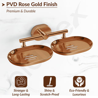 Plantex J4 Stainless Steel Double Soap Dish for Bathroom/Soap Holder for Bathroom/Wall Mounted Soap Holder/Bathroom Accessories (PVD Rose Gold Finish) Onix