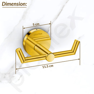 Plantex 304 Grade Stainless Steel Bathroom Hooks for Hanging Towel and Clothes in Bathroom/Washroom - Oreo (Gold)