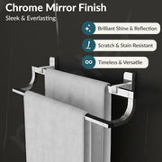 Plantex Dual 304 Grade Stainless Steel Towel Rod for Bathroom/Towel Bar for Bathroom/24 Inch Towel Hanger/Towel Holder - Pack of 1 (1908, Chrome)