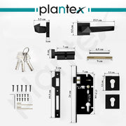 Plantex Main door Lock Set/Door Handle Lock/Mortise Door Lock for Home with 3 Years of Warranty (7129, Z-Black)