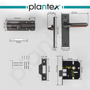Plantex Heavy Duty Door Lock ÃƒÂ¢Ã¢â€šÂ¬Ã¢â‚¬Å“ Bathroom Door Lock/Mortise 8inch Keyless Plate Handle Set for Home/Bathroom/Store Room/Balcony/Office with Baby Latch (8121, Grey & PVD Choco)
