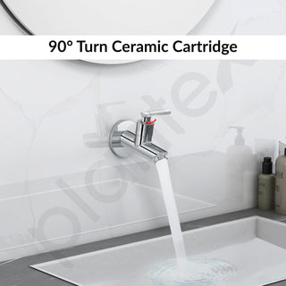 Plantex Pure Brass Bib Tap for Bathroom with Water-Saving Technology Taps/Wall Mount Bib Cock with Wall Flange and Teflon Tape-7 Year Warranty by Plantex (PRI-301 -Chrome Finish)