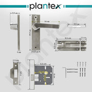 Plantex Heavy Duty Bathroom Door Lock - Mortise 8 Inch Keyless Plate Handle Set for Home/Bathroom/Store Room/Balcony/Office with Baby Latch (8133-Satin Steel & Chrome)