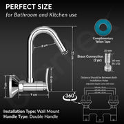 Plantex Mixer Tap for Kitchen Sink with 360Â° Swivel Spout/Sink Mixer Tap Hot and Cold with Teflon Tape & Wall Flange/Bathroom Accessories - (Star, Chrome)