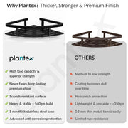 Plantex 304 Stainless Steel Corner/Bathroom Shelf/Kitchen Shelf/Wall Mount - Pack of 2 (Black,9x9 Inches)