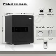 Plantex Safe Locker for Home/35 litre Safety Locker Box with Biometric Fingerprint, Touchscreen & Emergency Key/Tijori with External Power Backup - (Black)