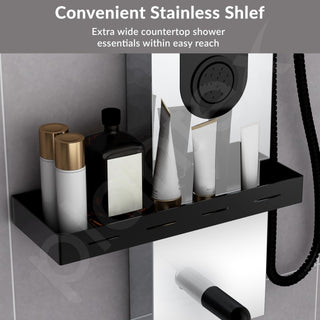 Plantex Shower Panel for Bathroom/304 Grade Stainless Steel Modern Shower System with Head Shower/Hand Shower & Massage Spray Jet for Bathroom - Pack of 1 (Chrome and Black, KM-8097)