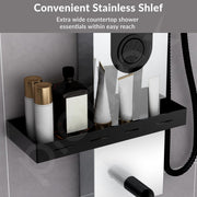 Plantex  Shower Panel for Bathroom/304 Grade Stainless Steel Modern Shower System with Head Shower/Hand Shower & Massage Spray Jet for Bathroom - Pack of 1 (Chrome and Black, KM-8097)