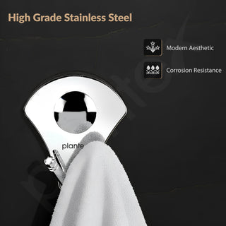 Plantex Royal Stainless Steel Robe Hook Cloth-Towel Hanger (Silver, Chrome)