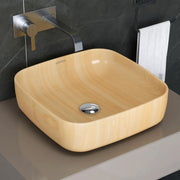 Plantex Premium Tabletop Ceramic Square Wash Basin/Countertop Bathroom Sink (Woody, 16 x 16 x 5 Inch)