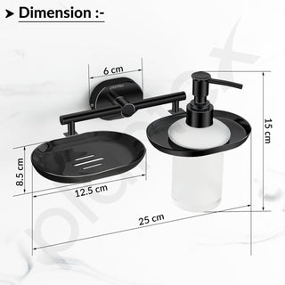 Plantex J4 Stainless Steel Soap Dish with Liquid Dispenser/Soap Stand for Bathroom Wall Mount/Shampoo Dispenser/Bathroom Accessories (PVD Black Finish) Onix