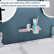 Plantex Platinum Stainless Steel 304 Grade Cute 2in1 Soap Dish with Tumbler Holder/Soap Stand/Tooth Brush Holder/Bathroom Accessories(Chrome) - Pack of 1