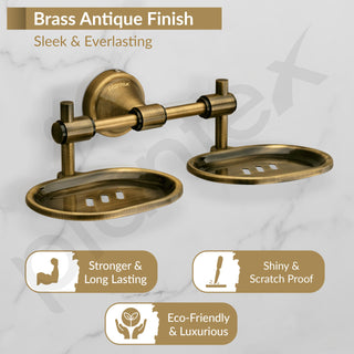 Plantex 304 Grade Stainless Steel Double soap Holder Stand for Bathroom and wash Basin/Bathroom Accessories - Niko (Antique)