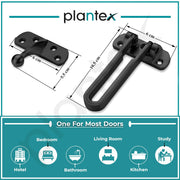 Plantex Heavy Duty Swing Bar Lock/Door Safety Guard with High Security Auxiliary Lock for Home/Office/Hotel - Pack of 3 (SH-42, Z-Black Finish)