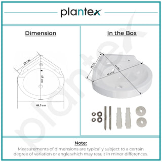 Plantex White Corner Wash Basin/Wall Mount Basin for Bathroom/Ceramic Tabletop Basin with 10 Years Glaze Warranty by Plantex/Small Corner Sink (Breva, 14.5 x 14.5 x 5 Inch)
