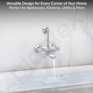 Plantex Wall Mixer for Bathroom 2 in 1 with L-Bend Provision for Overhead Shower/Mixer Tap for Bathroom with Water Saving Nozzle Tap- 7 Year Warranty by Plantex (Orn-218-Chrome)